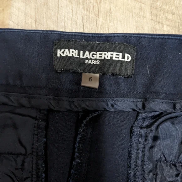 Karl Lagerfeld Paris Navy Blue Dress Pants Cropped